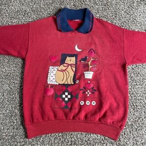 Vintage 90s Kitty Cat Bird House Sweatshirt Size Small